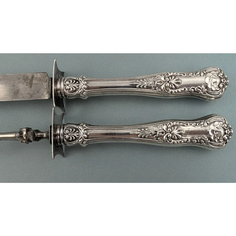 Gorham Sterling Silver Carving Set 2 Piece Knife and Fork New Queens Pattern